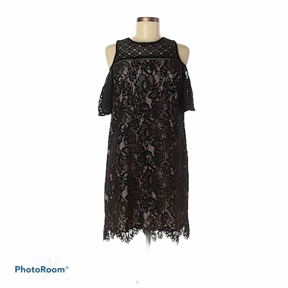LOFT Lace Cold Shoulder Crew Neckline Dress Size 4 - Picture 1 of 14